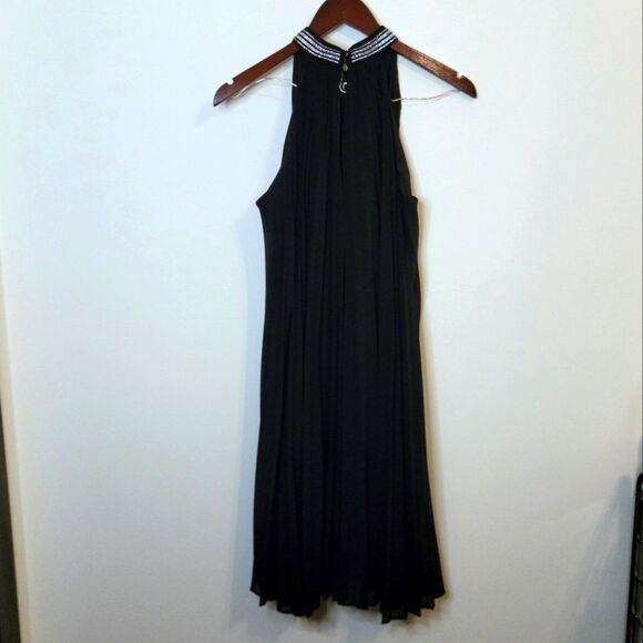 Luxe by Carmen Marc Valvo Black High Neck Rhinestone Keyhole Dress Size Medium - Picture 5 of 9